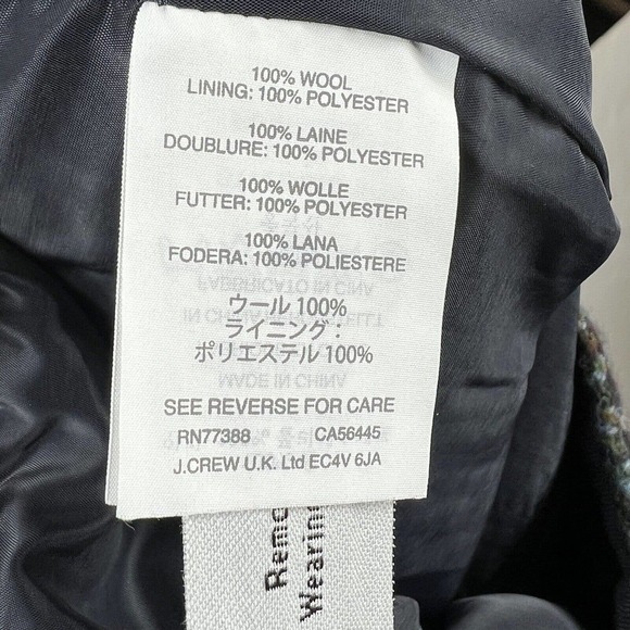 J. Crew Houndstooth Asymmetrical Zipper Wool Pencil Skirt Size 00 Blue - Picture 10 of 11